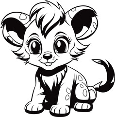 Lion animal cute vector image, coloring page
