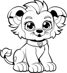 Lion animal cute vector image, coloring page