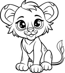 Lion animal cute vector image, coloring page
