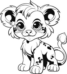 Lion animal cute vector image, coloring page