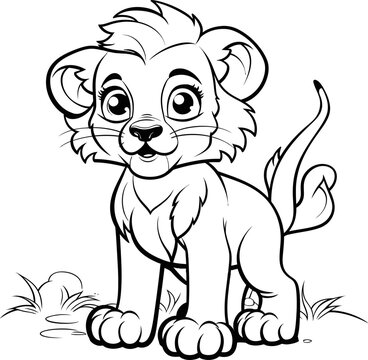 Lion animal cute vector image, coloring page