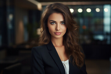 Fototapeta premium Generative AI picture portrait of amazing gorgeous office worker young woman