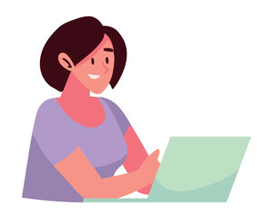 woman studying with a laptop