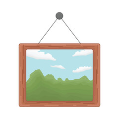frame with landscape illustration