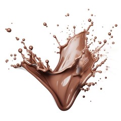Fototapeta premium chocolate splash isolated on white, milk chocolate splash isolated on a white background, milk chocolate splash, chocolate splash, chocolate explosion, splash of chocolate, splash, easy to cut out
