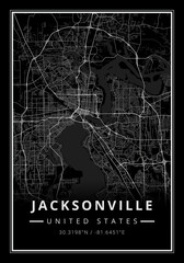 Street map art of Jacksonville city in USA - United States of America - America - 677704922