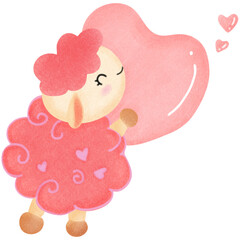 Cartoon sheep drawing for valentines day can be used in a variety of media and designs.