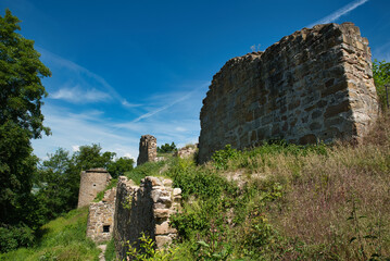 Fototapeta na wymiar Burg Ruine Raueneck in den Hassbergen Oberfranken Deutschland 