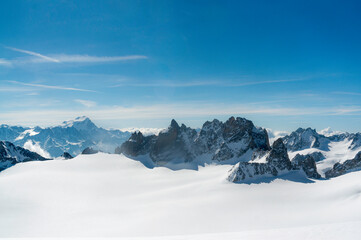 snow covered mountains and glacier of Trient in the Swiss Alps