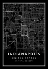 Street map art of Indianapolis city in USA - United States of America - America - 677704995