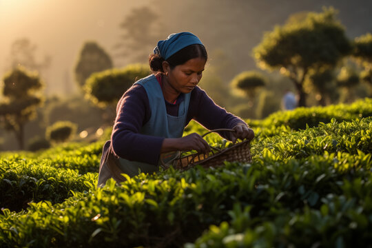 tea picker on the plantation