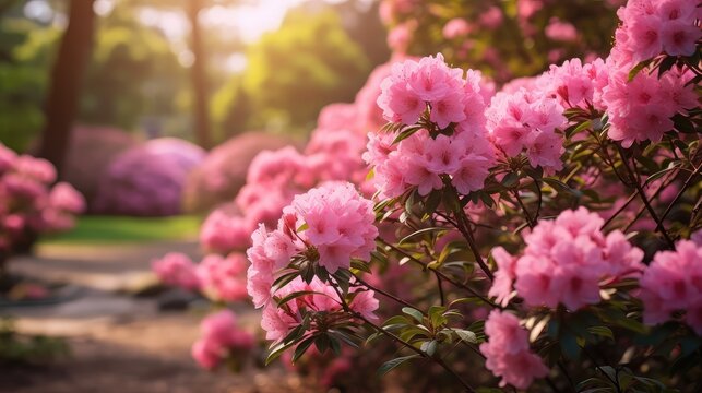 natural nature pink lush colorful illustration summer landscape, floral green, color plant natural nature pink lush colorful