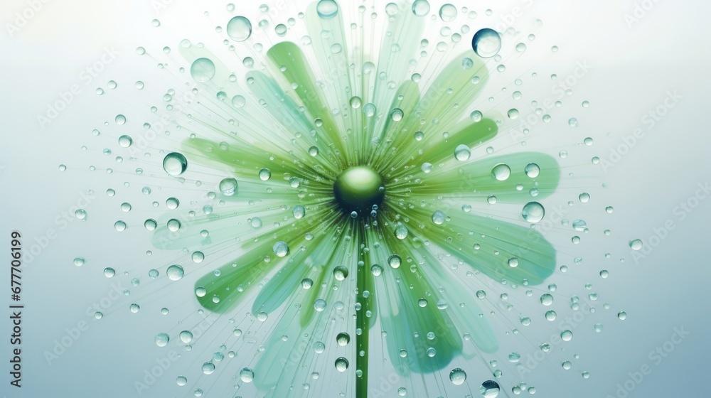 Canvas Prints  a dandelion with drops of water on a light blue background with a light blue sky in the background and a light blue sky in the middle of the background.  generative ai