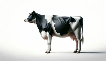 Rolgordijnen Black and white cow on a white background. Side view © Stocker_BM