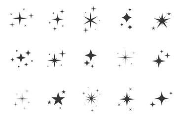 Sets of twinkling stars. Star icon. Vector illustration.