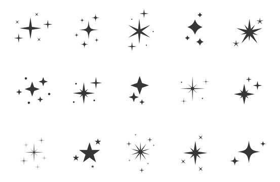 Fototapeta Sets of twinkling stars. Star icon. Vector illustration.