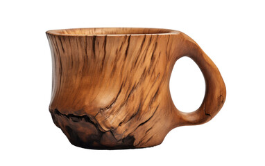 Wooden Handcrafted Cup On Transparent Background.