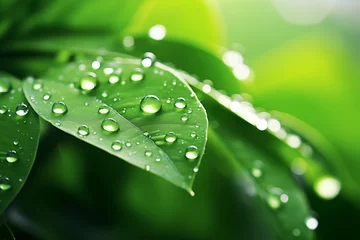 Foto op Aluminium water drops on green leaf © Anastasiia Trembach