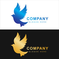 Bird logo template with line art style. Creative abstract bird logo collection, bird logo full color.