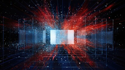  a red and blue abstract background with a square in the center of the image and a rectangle in the center of the image in the center of the image.  generative ai