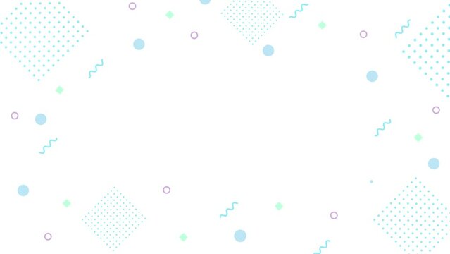 カラフルな幾何学模様のループ背景（ブルー）
