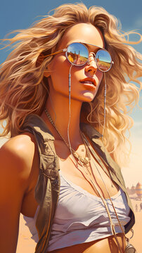 an beautiful woman in the desert the style of realistic hyper-detailed portraits