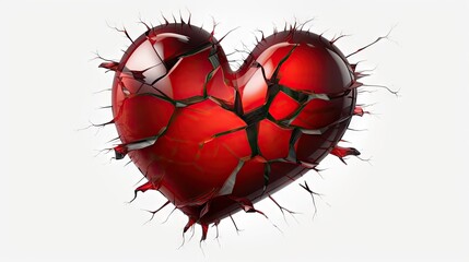  a red heart shaped object with a crack in the middle of the middle of it's body and a hole in the middle of the middle of the heart.  generative ai
