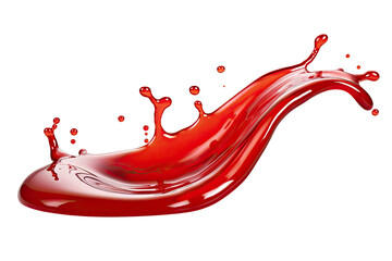 Red berry Jam splash with little bubbles fruit syrup isolated on transparent background, Fruity strawberry sauce, liquid fluid element flowing, red juice swirl. - obrazy, fototapety, plakaty