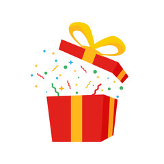 surprise red gift box, birthday celebration, special give away package, loyalty program reward,