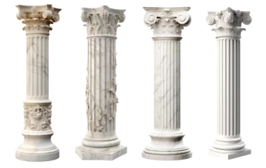 Fotobehang Set of ancient columns on transparent background. Edited AI illustration. © Lunstream
