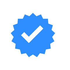 blue checkmark validation social media - obrazy, fototapety, plakaty
