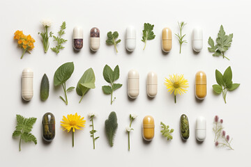 pills made of herbs and flowers