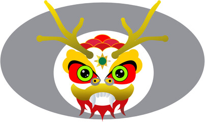 Chinese New Year Flat Design Illustration Lion Head