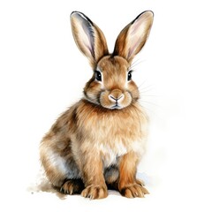 Watercolor Illustration of a Brown Rabbit