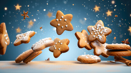  Levitating Gingerbread Cookies Abstract Background