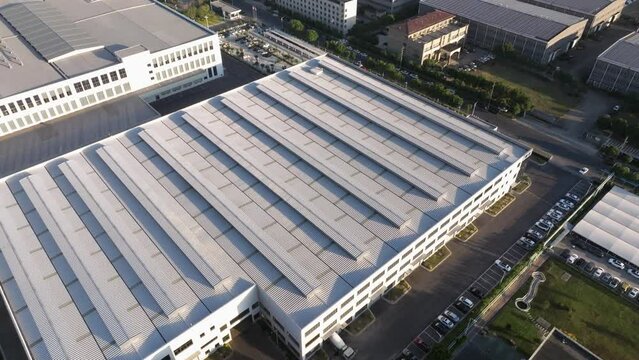 solar panels on factory rooftop