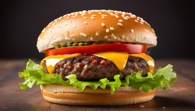 hamburger with black baground