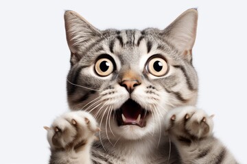 Obraz premium Cat's Playful Pose with Curious Amusing and Adorable Gestures Generative AI