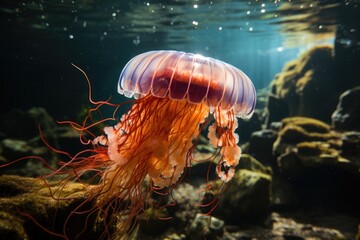 Obraz na płótnie Canvas Jellyfish in the blue water