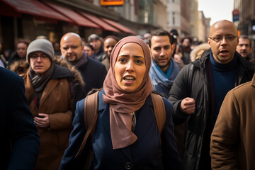Fototapeta premium a muslim woman at a protest