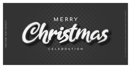 vector editable 3d text effect merry christmas with a white and gray color theme