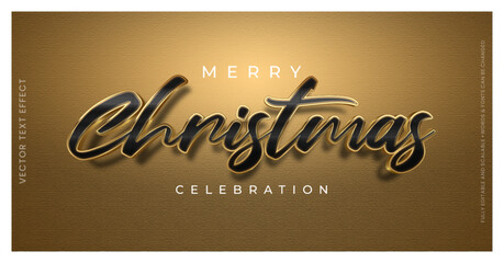 vector editable 3d text effect merry christmas with gold background