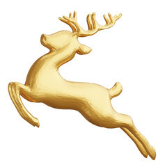 3d render of golden reindeer with christmas season.
