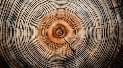 Tree cross-section, macro shot focusing on the intricate growth rings of a tree, each circle narrating a year in the life of a tree.
