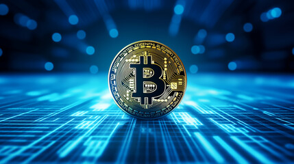 Bitcoin Cryptocurrency on Digital Background