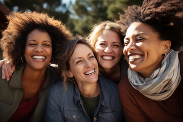 Four women sharing a genuine moment of laughter. Portrait of Friendship