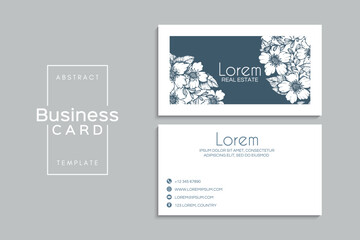 business card template set with flowers	
