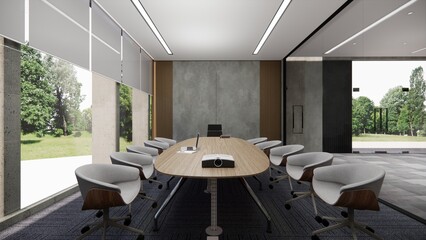 Interior Empty Modern Loft Office open space modern office footage.Modern open concept Lobby and reception area meeting room design.3d Rendering  interior walk through.