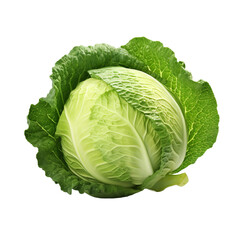 Fototapeta premium Fresh green cabbage isolated on transparent background