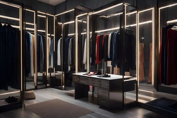 a dressing area with a dedicated area for hanging clothing and creating outfits